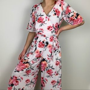 NWT TRIXXI Francesca's Crop Floral Wrap Jumpsuit